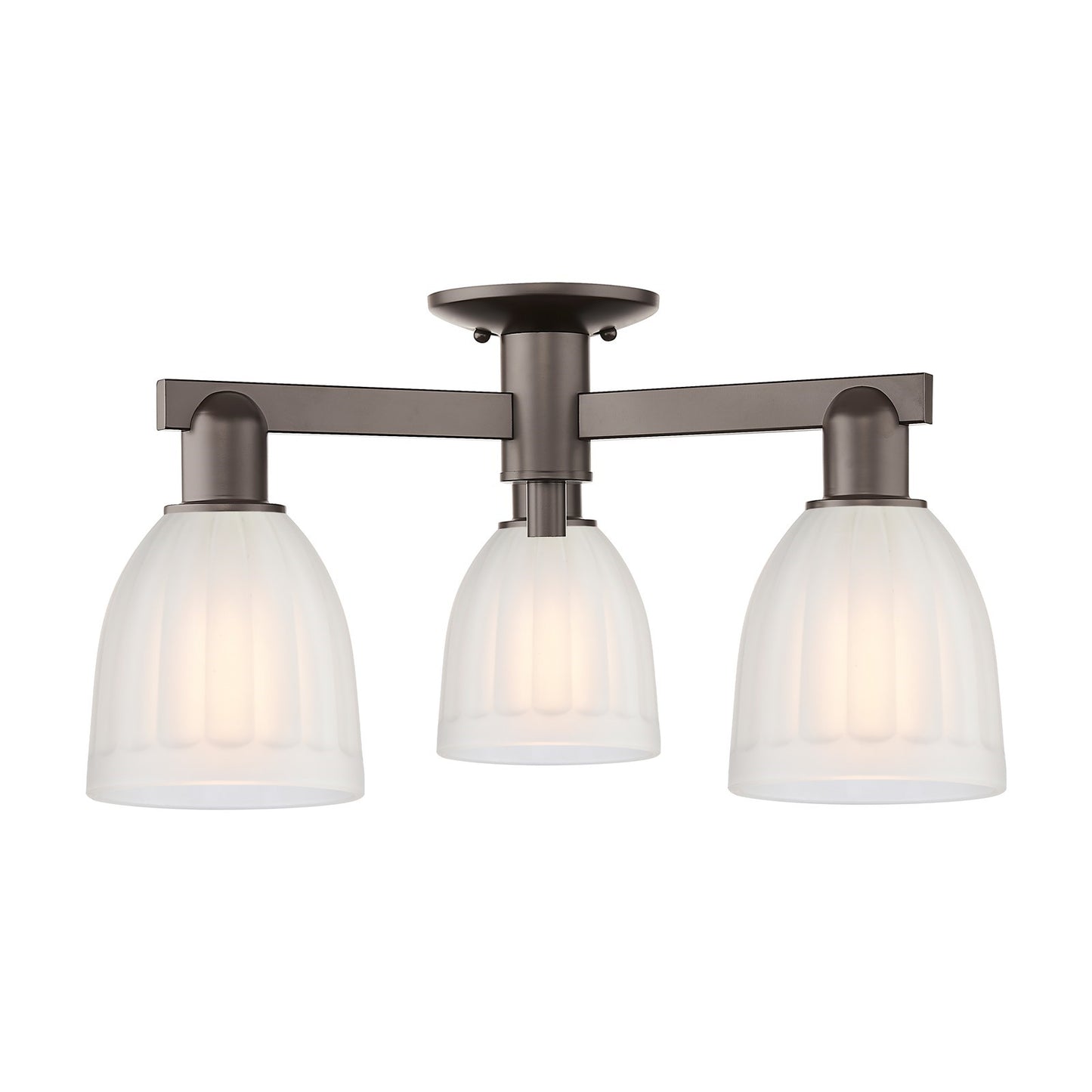 Innovations Brookfield 23.25in 3-Light Semi-Flush Mount | Industrial Oil Rubbed Bronze Steel and White Frosted Glass | Entryway & | Model 716-3F-OB-G441