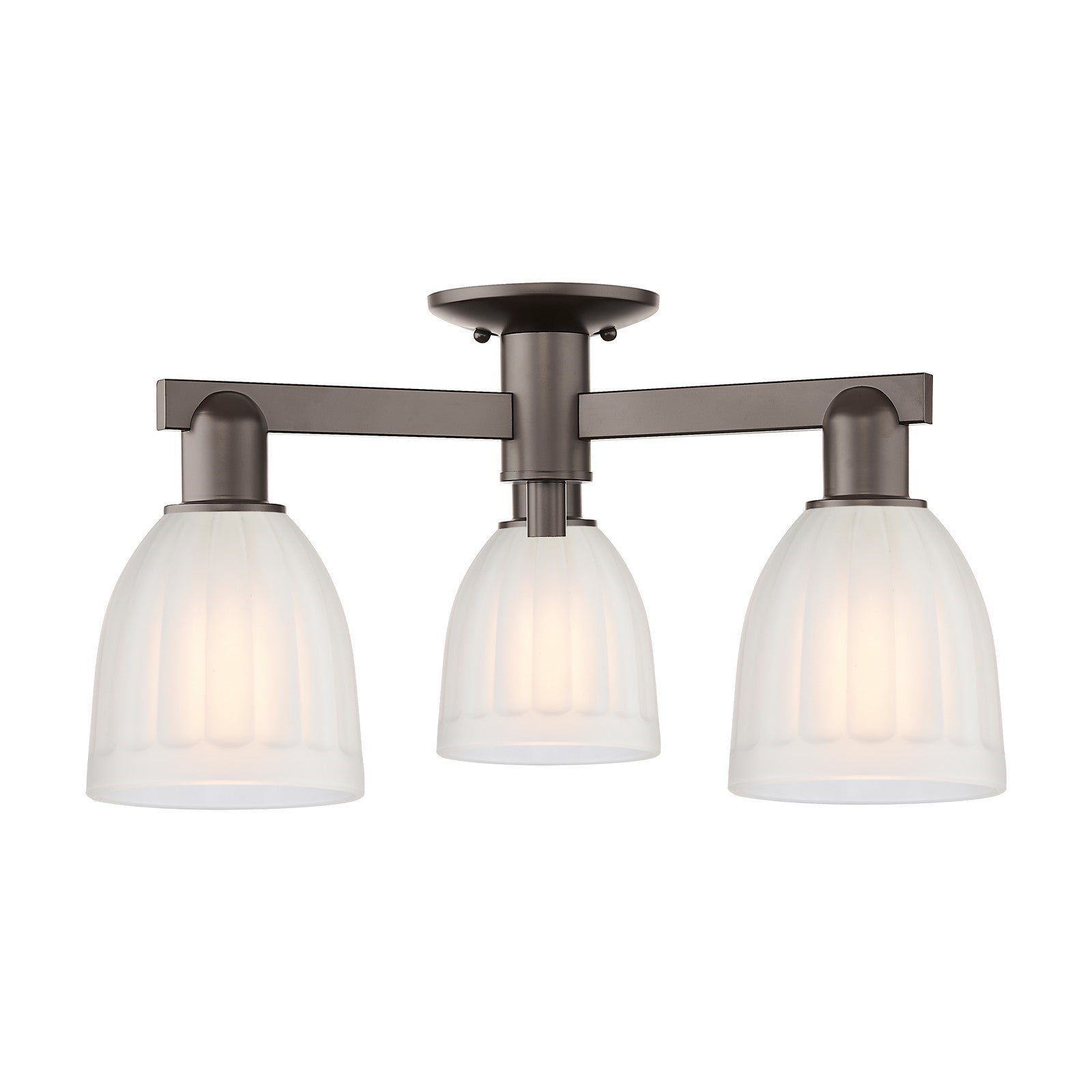 Innovations Brookfield 23.25in 3-Light Semi-Flush Mount | Industrial Oil Rubbed Bronze Steel and White Frosted Glass | Entryway & | Model 716-3F-OB-G441