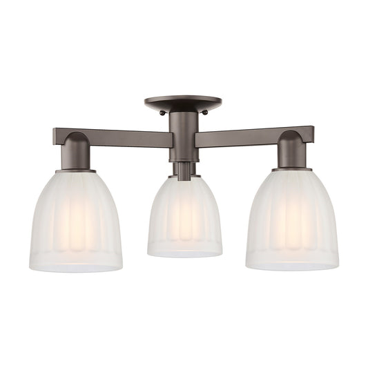 Innovations Brookfield 23.25in 3-Light Semi-Flush Mount | Industrial Oil Rubbed Bronze Steel and White Frosted Glass | Entryway & | Model 716-3F-OB-G441