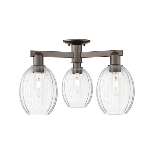 Innovations Preston 3Lt 24" Bulb Semi-Flush, OB/Clear - 716-3F-OB-G459-6CL