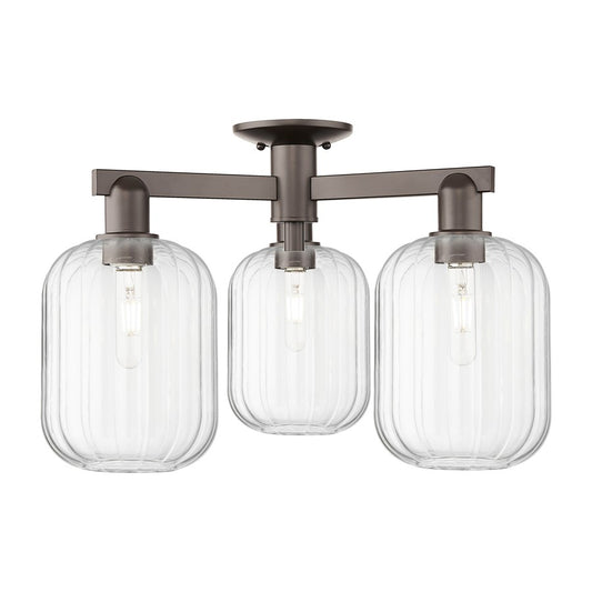 Innovations Preston 3Lt 24" Jar Semi-Flush, OB/Clear - 716-3F-OB-G460-7CL