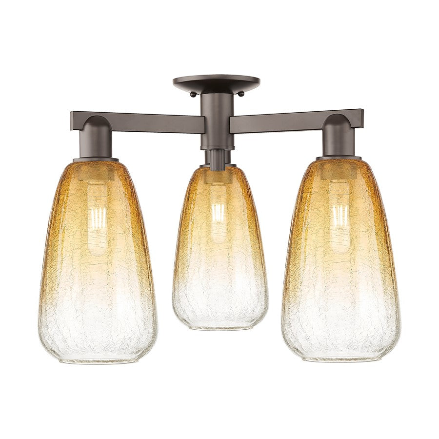 Innovations Brookhaven Almond 3Lt 24" Semi-Flush, OB/Amber - 716-3F-OB-G480-6AM