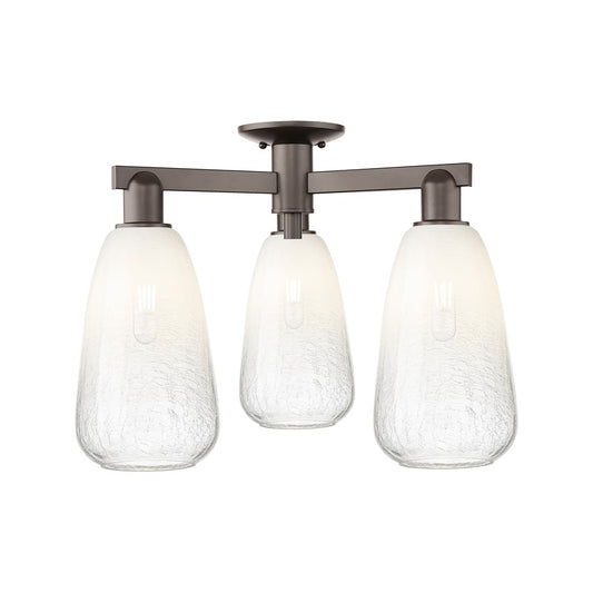 Innovations Brookhaven Almond 3Lt 24" Semi-Flush, OB/Opal - 716-3F-OB-G480-6OP