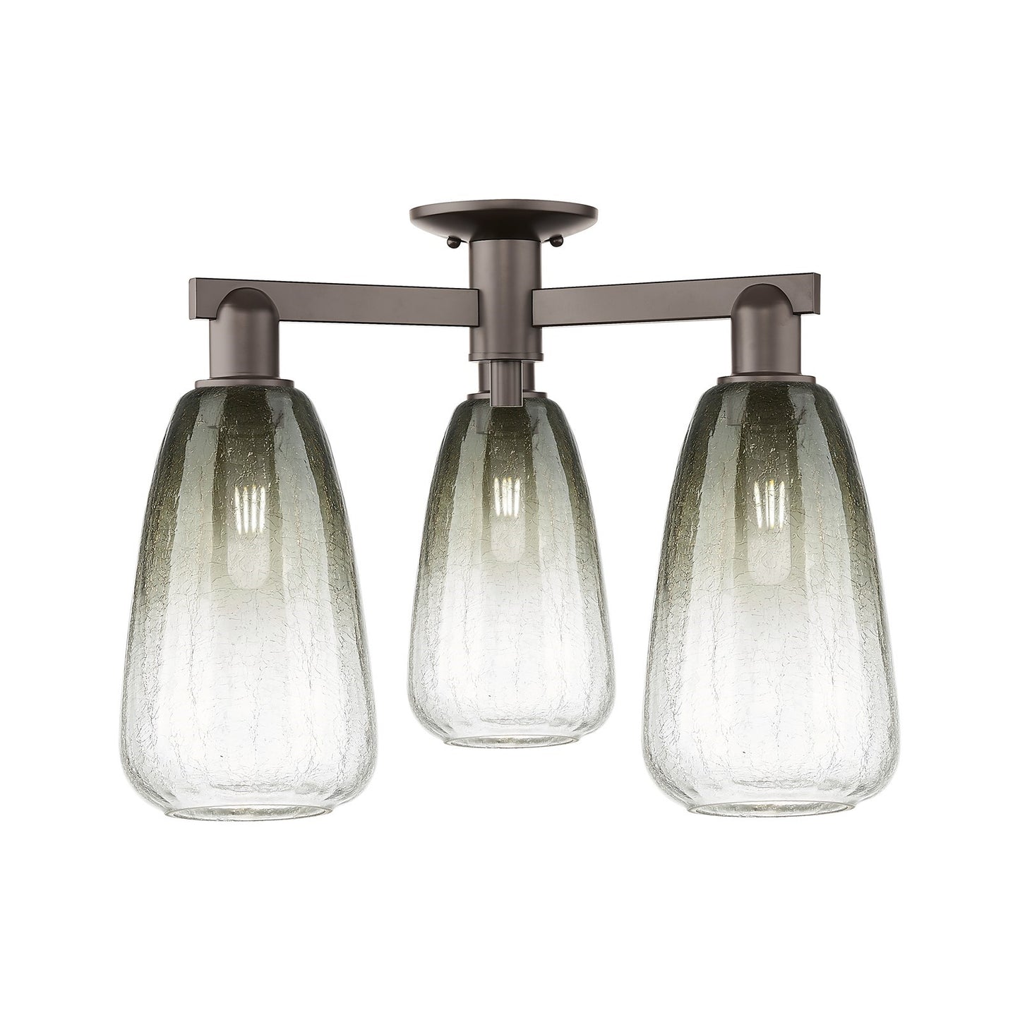 Innovations Brookhaven Almond 23.5in 3-Light Semi-Flush Mount | Industrial Oil Rubbed Bronze Steel and Slate Glass | Entryway & | Model 716-3F-OB-G480-6SL