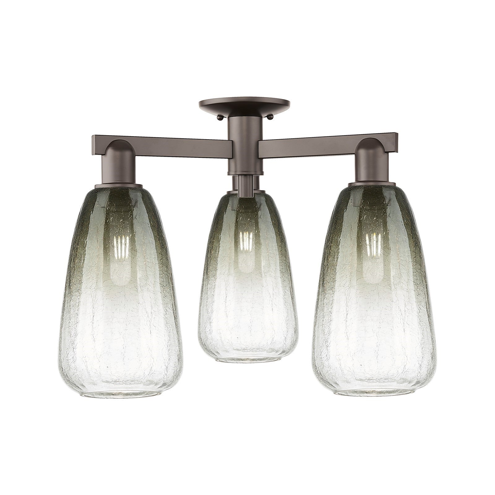 Innovations Brookhaven Almond 23.5in 3-Light Semi-Flush Mount | Industrial Oil Rubbed Bronze Steel and Slate Glass | Entryway & | Model 716-3F-OB-G480-6SL