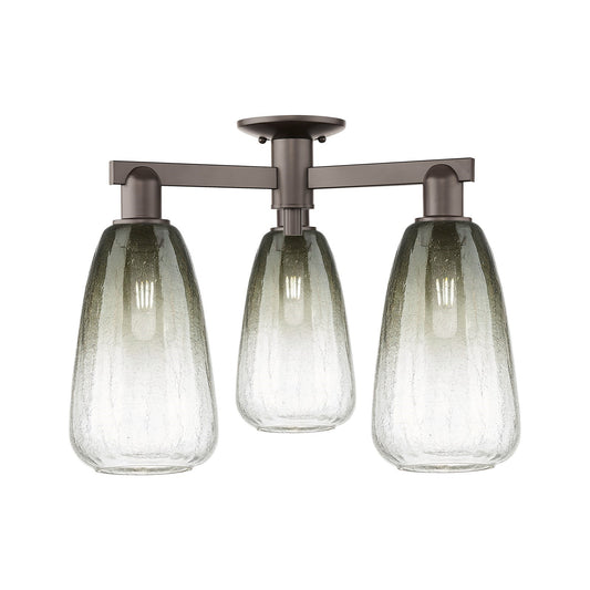 Innovations Brookhaven Almond 23.5in 3-Light Semi-Flush Mount | Industrial Oil Rubbed Bronze Steel and Slate Glass | Entryway & | Model 716-3F-OB-G480-6SL