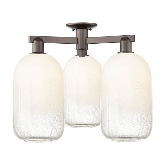 Innovations Brookhaven Cloche 24.5in 3-Light Semi-Flush Mount | Industrial Oil Rubbed Bronze Steel and Opal Glass | Entryway & | Model 716-3F-OB-G482-7OP