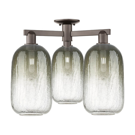 Innovations Brookhaven Cloche 3Lt 25" Semi-Flush, OB/Slate - 716-3F-OB-G482-7SL