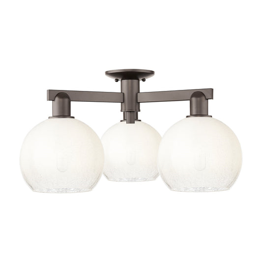 Innovations Brookhaven Globe 25.5in 3-Light Semi-Flush Mount | Industrial Oil Rubbed Bronze Steel and Opal Glass | Damp Rated | Model 716-3F-OB-G483-8OP
