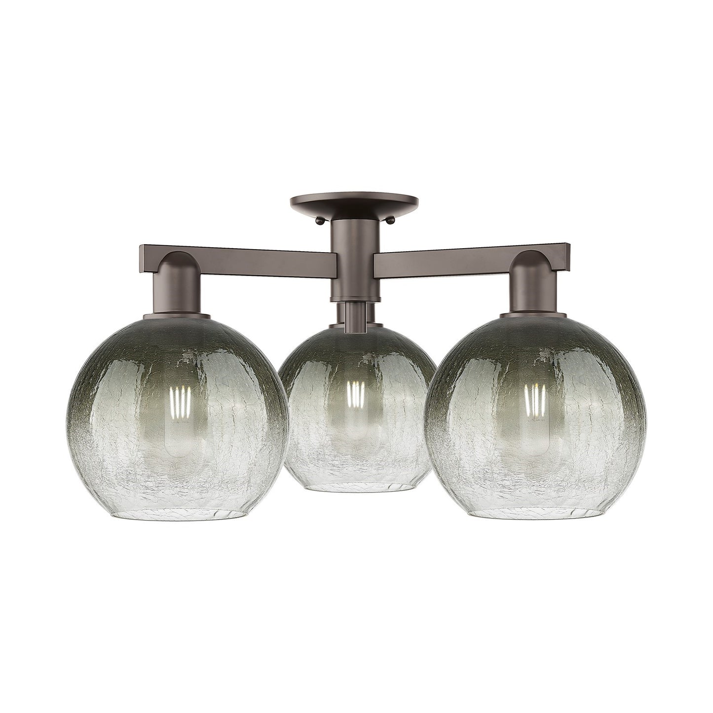 Innovations Brookhaven Globe 25in 3-Light Semi-Flush Mount | Industrial Oil Rubbed Bronze Steel and Slate Glass | Entryway & | Model 716-3F-OB-G483-8SL