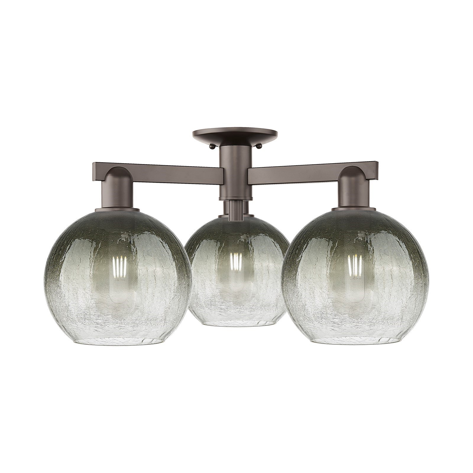 Innovations Brookhaven Globe 25in 3-Light Semi-Flush Mount | Industrial Oil Rubbed Bronze Steel and Slate Glass | Entryway & | Model 716-3F-OB-G483-8SL