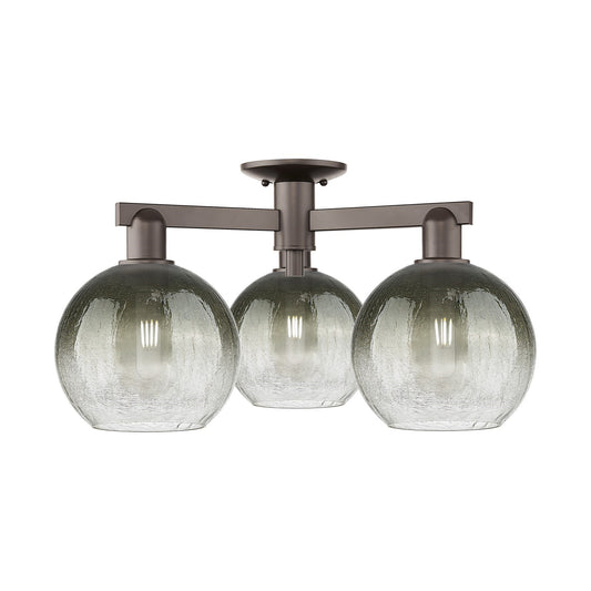 Innovations Brookhaven Globe 25in 3-Light Semi-Flush Mount | Industrial Oil Rubbed Bronze Steel and Slate Glass | Entryway & | Model 716-3F-OB-G483-8SL