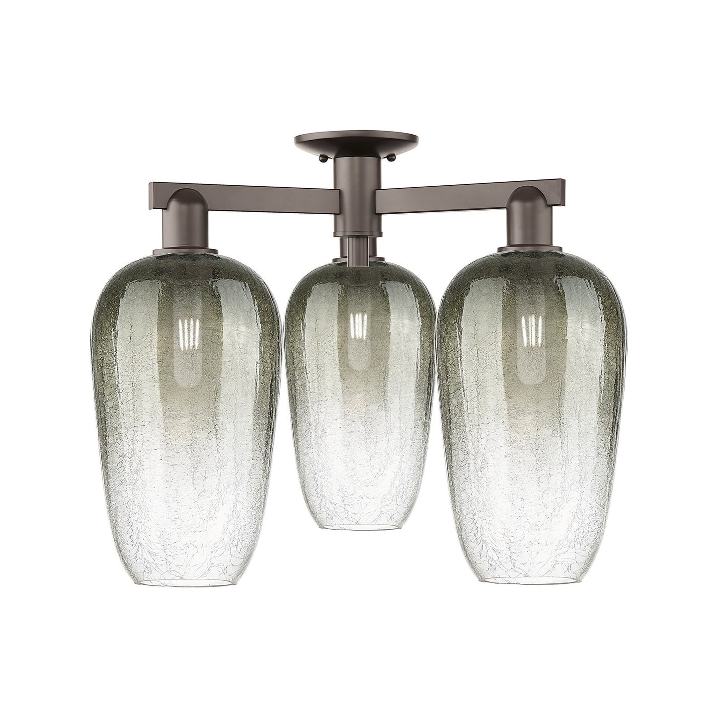 Innovations Brookhaven Flute 24.5in 3-Light Semi-Flush Mount | Industrial Oil Rubbed Bronze Steel and Slate Glass | Entryway & | Model 716-3F-OB-G484-7SL