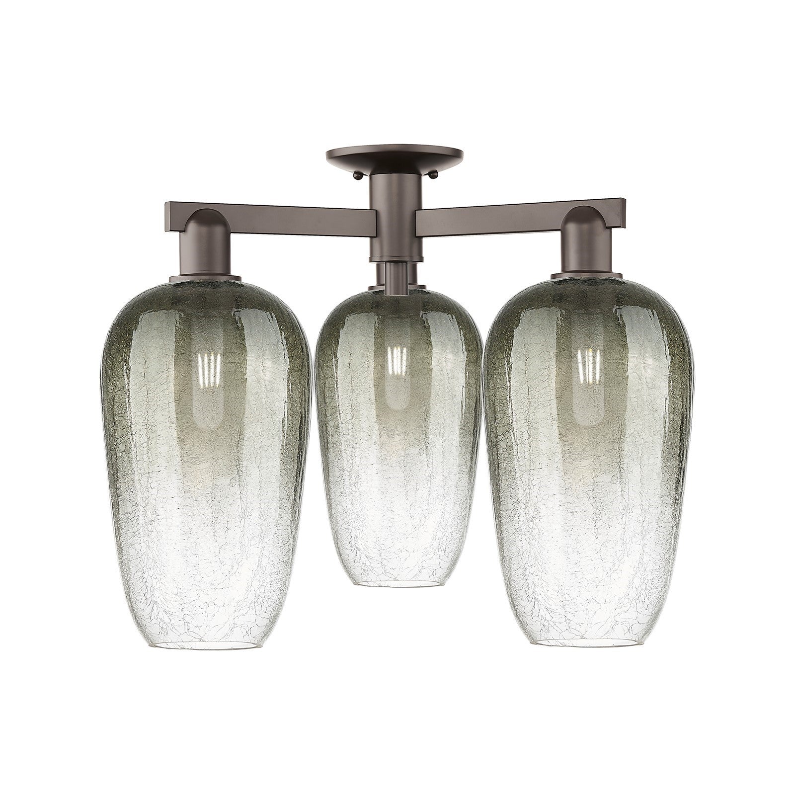 Innovations Brookhaven Flute 24.5in 3-Light Semi-Flush Mount | Industrial Oil Rubbed Bronze Steel and Slate Glass | Entryway & | Model 716-3F-OB-G484-7SL