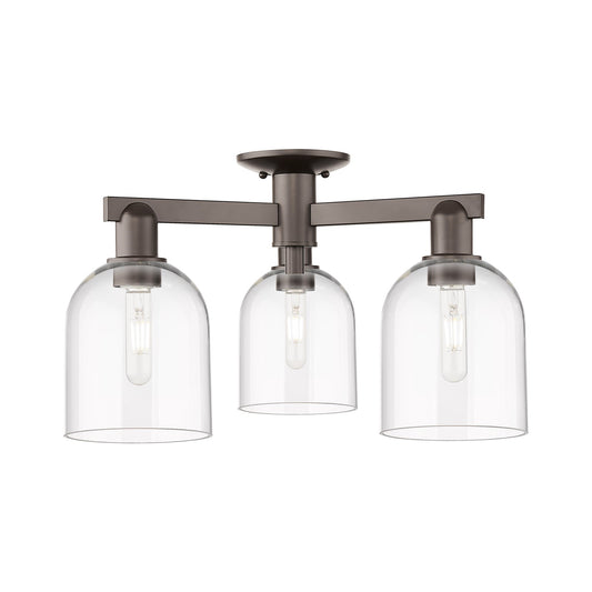 Innovations Bella 23in 3-Light Semi-Flush Mount | Industrial Oil Rubbed Bronze Steel and Clear Glass | Entryway & Hallway | 23 | Model 716-3F-OB-G558-6CL