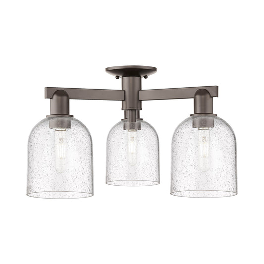 Innovations Bella 23in 3-Light Semi-Flush Mount | Industrial Oil Rubbed Bronze Steel and Seedy Glass | Living Room & Hallway | Model 716-3F-OB-G558-6SDY