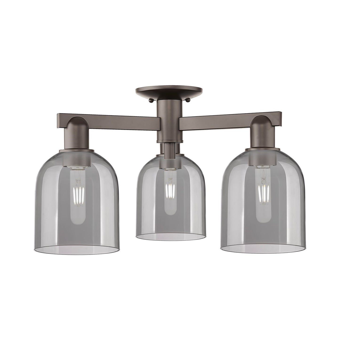 Innovations Bella 23in 3-Light Semi-Flush Mount | Industrial Oil Rubbed Bronze and Light Smoke Glass | Entryway & Hallway | 23 | Model 716-3F-OB-G558-6SM