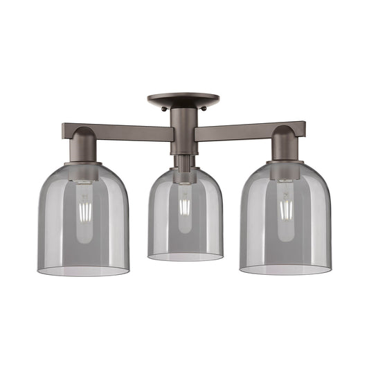 Innovations Bella 23in 3-Light Semi-Flush Mount | Industrial Oil Rubbed Bronze and Light Smoke Glass | Entryway & Hallway | 23 | Model 716-3F-OB-G558-6SM