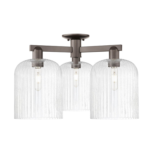 Innovations Bridal Veil 26in 3-Light Semi-Flush Mount | Industrial Oil Rubbed Bronze Steel and Seedy Ribbed Glass | Entryway & | Model 716-3F-OB-G559-8SDY