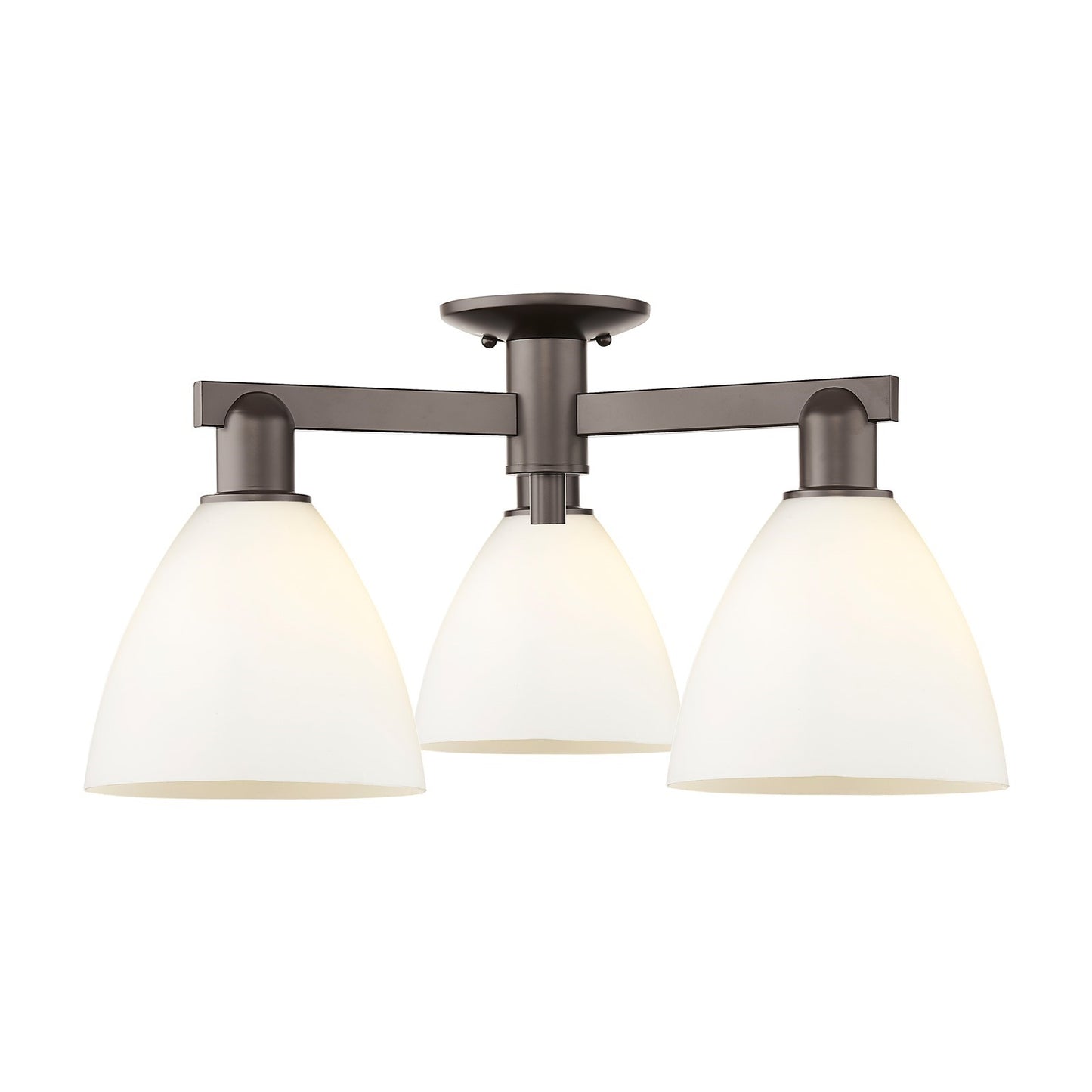 Innovations Bristol 25in 3-Light Semi-Flush Mount | Industrial Oil Rubbed Bronze Steel and Matte White Glass | Entryway & | Model 716-3F-OB-GBD-751