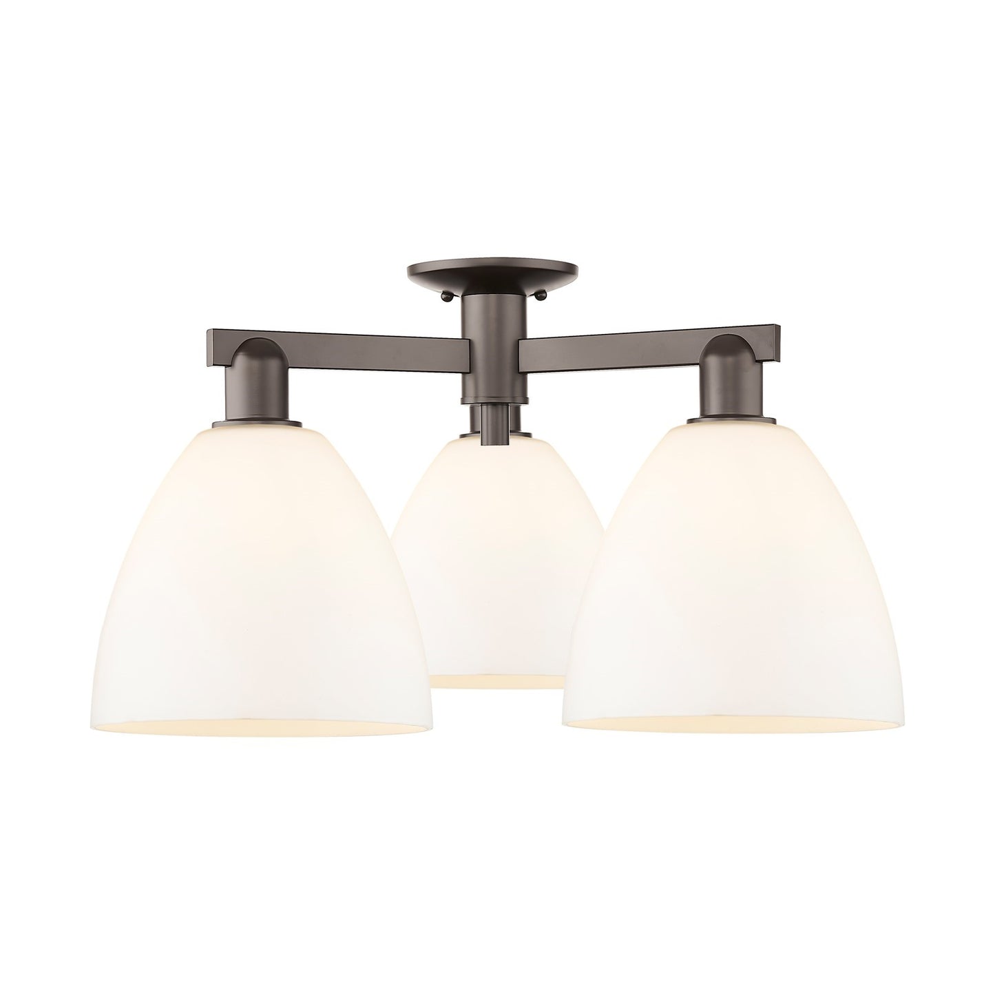 Innovations Bristol 27in 3-Light Semi-Flush Mount | Industrial Oil Rubbed Bronze Steel and Matte White Glass | Entryway & Hallway | Model 716-3F-OB-GBD-91