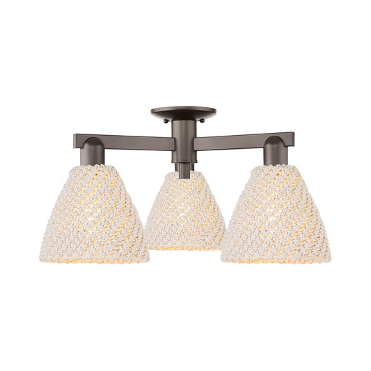Innovations NB Dome 3Lt 25" Semi-Flush, OB/NF - 716-3F-OB-NBD-75-NAT