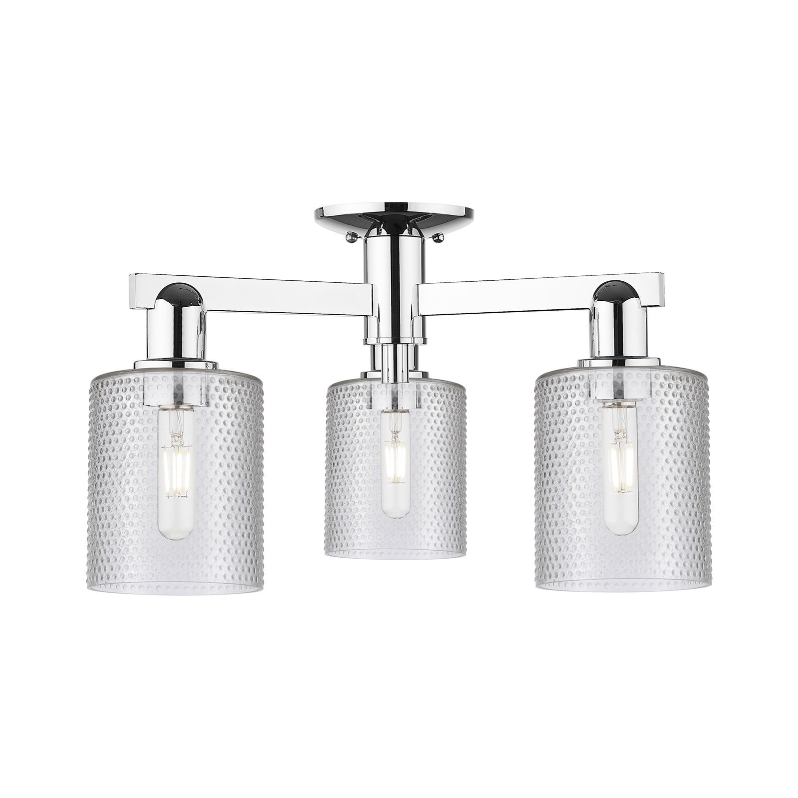Innovations Cobbleskill 22.5in 3-Light Semi-Flush Mount | Industrial Polished Chrome Steel and Clear Glass | Entryway & Hallway | Model 716-3F-PC-G112