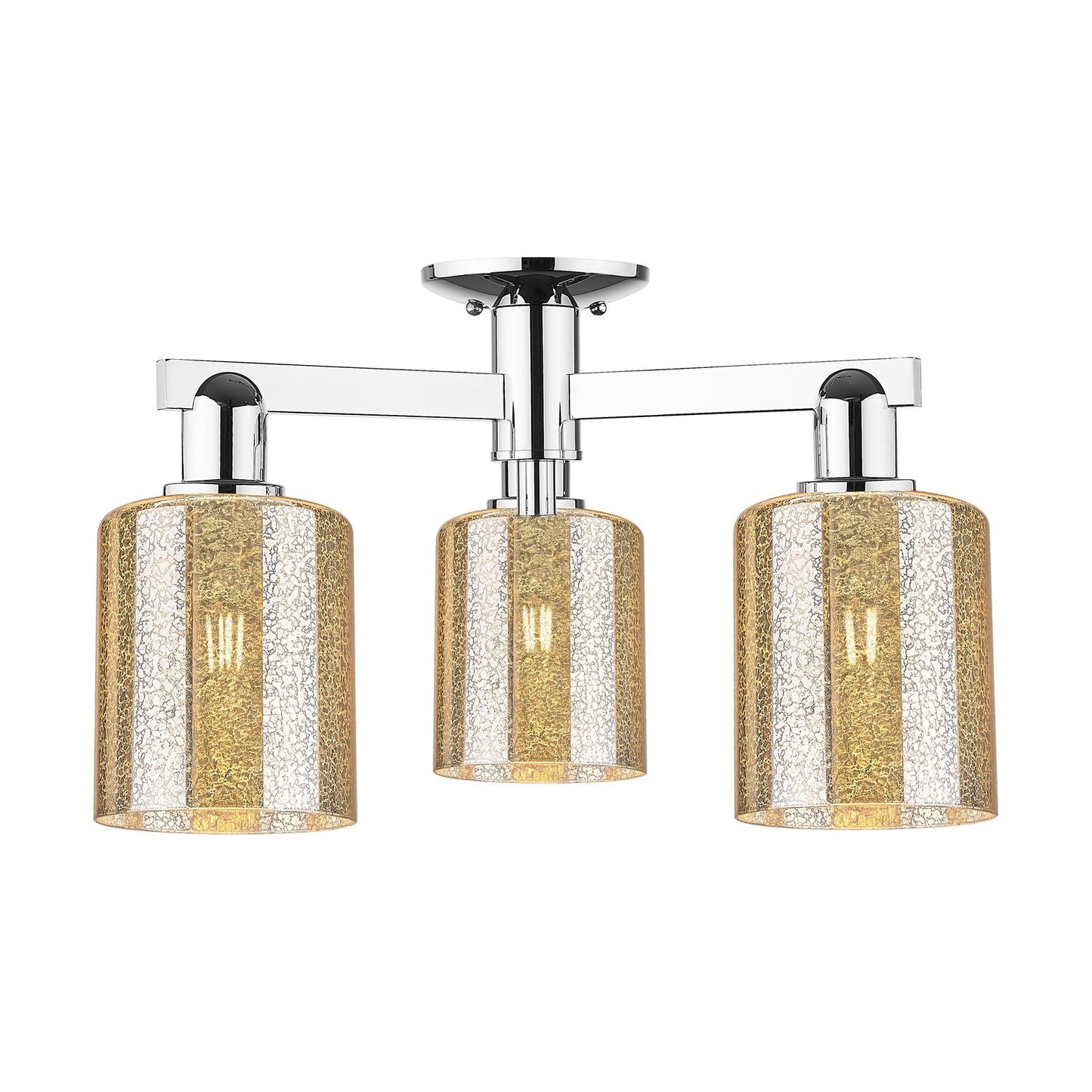 Innovations Cobbleskill 23in 3-Light Semi-Flush Mount | Industrial Polished Chrome and Mercury Glass | Entryway & Hallway | 22.5 x | Model 716-3F-PC-G116