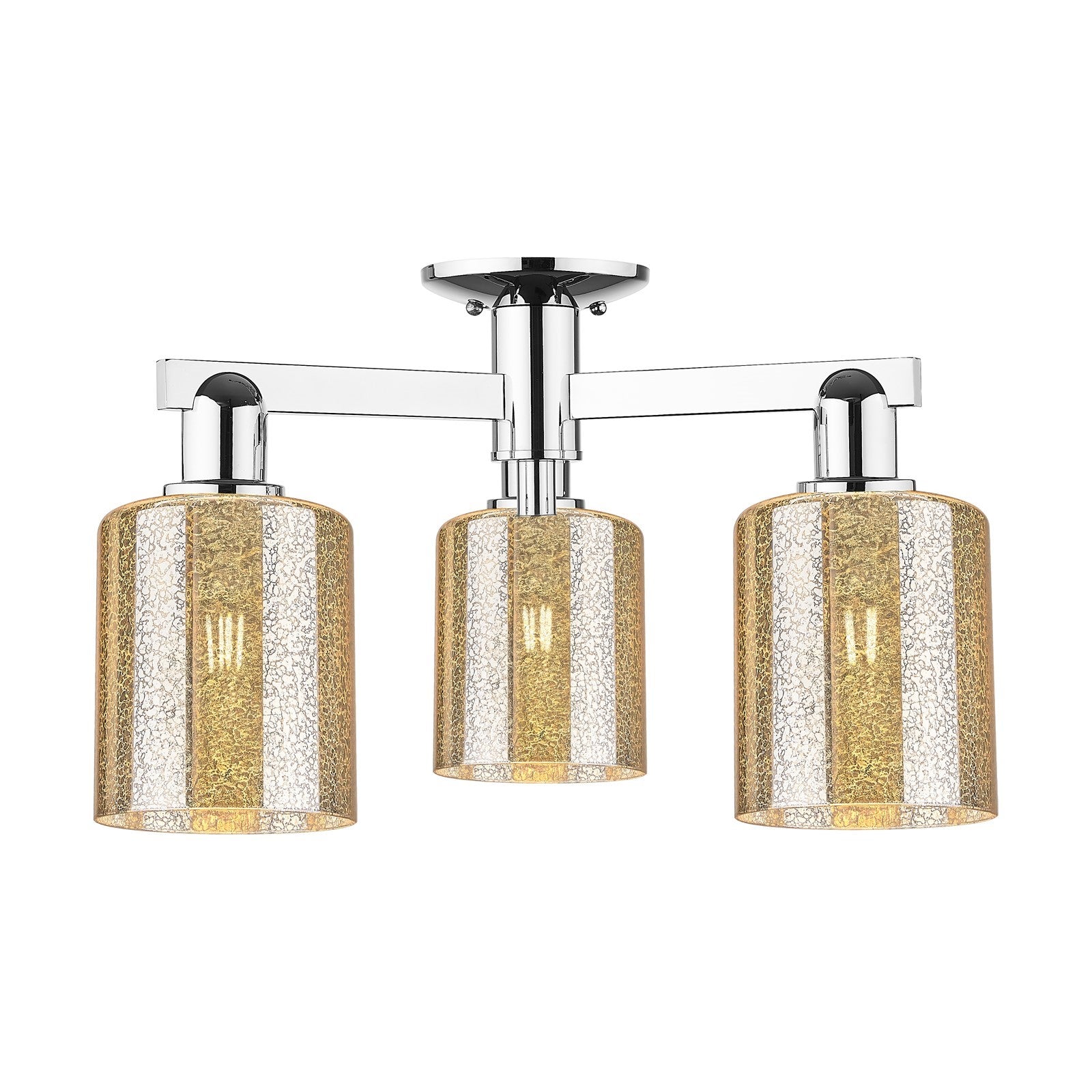 Innovations Cobbleskill 23in 3-Light Semi-Flush Mount | Industrial Polished Chrome and Mercury Glass | Entryway & Hallway | 22.5 x | Model 716-3F-PC-G116
