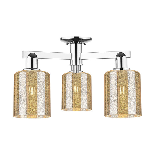 Innovations Cobbleskill 23in 3-Light Semi-Flush Mount | Industrial Polished Chrome and Mercury Glass | Entryway & Hallway | 22.5 x | Model 716-3F-PC-G116