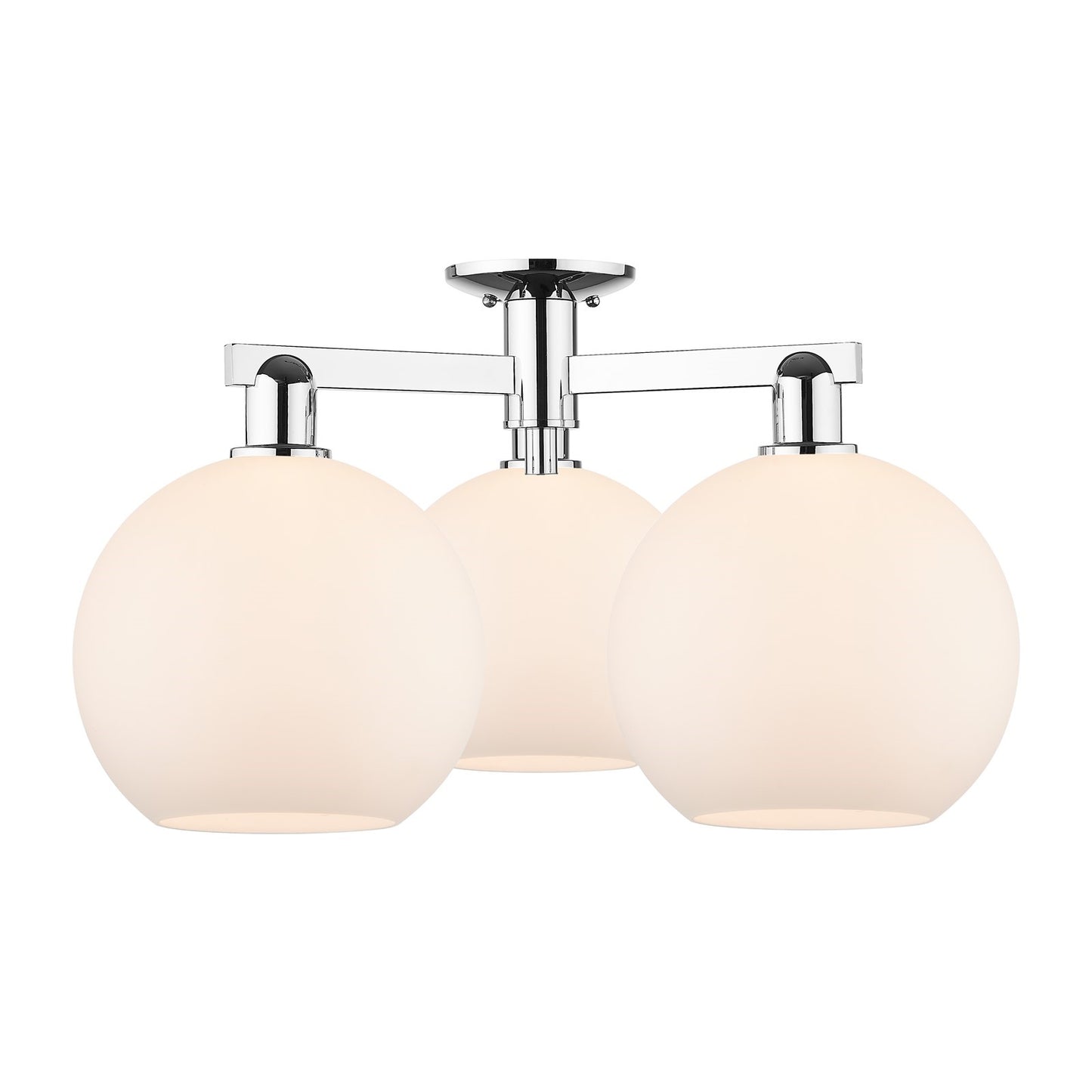 Innovations Athens 28in 3-Light Semi-Flush Mount | Industrial Polished Chrome and Matte White Glass | Living Room & Dining Room | Model 716-3F-PC-G121-10
