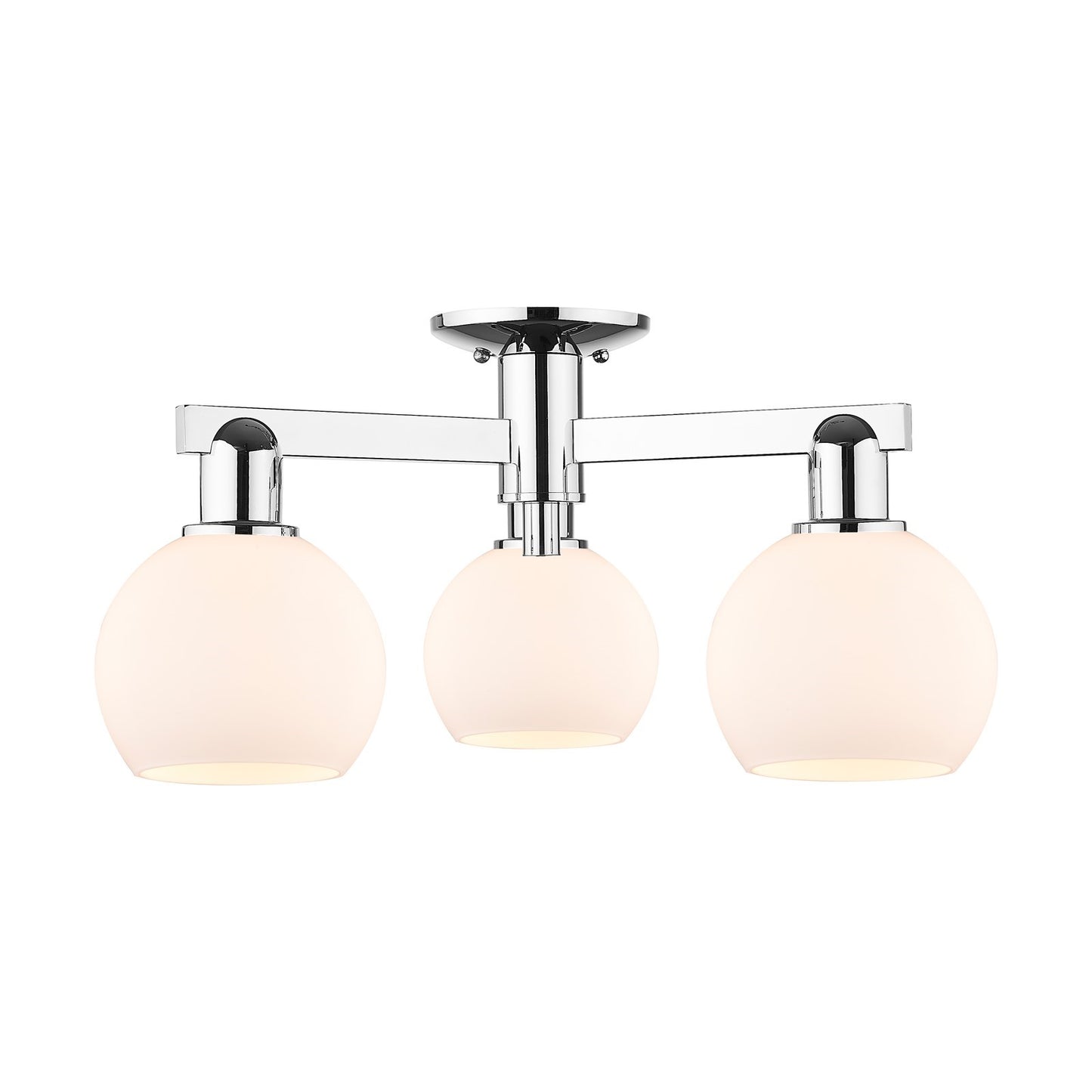 Innovations Athens 23in 3-Light Semi-Flush Mount | Industrial Polished Chrome and Matte White Glass | Damp-Rated Entryway & | Model 716-3F-PC-G121-6