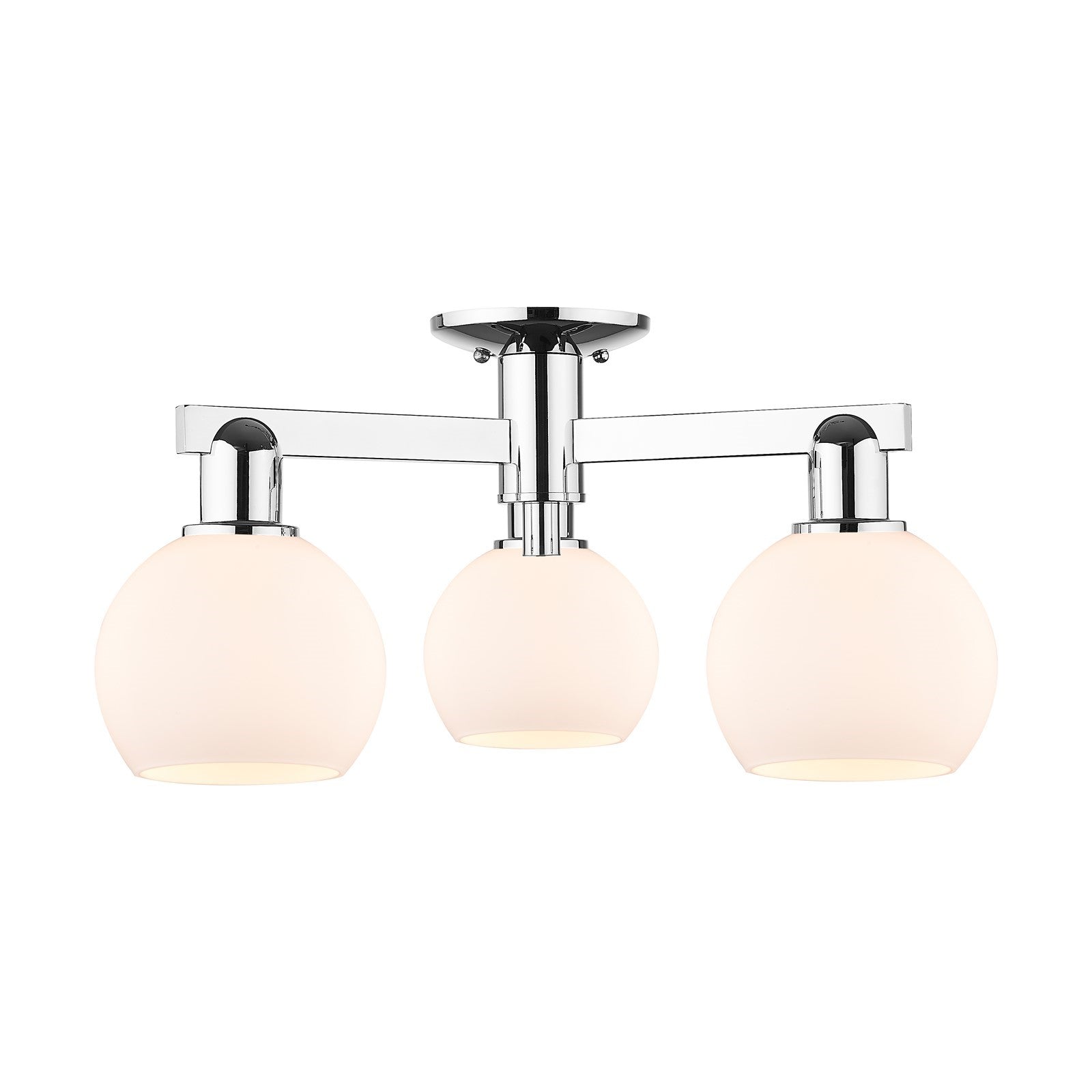 Innovations Athens 23in 3-Light Semi-Flush Mount | Industrial Polished Chrome and Matte White Glass | Damp-Rated Entryway & | Model 716-3F-PC-G121-6