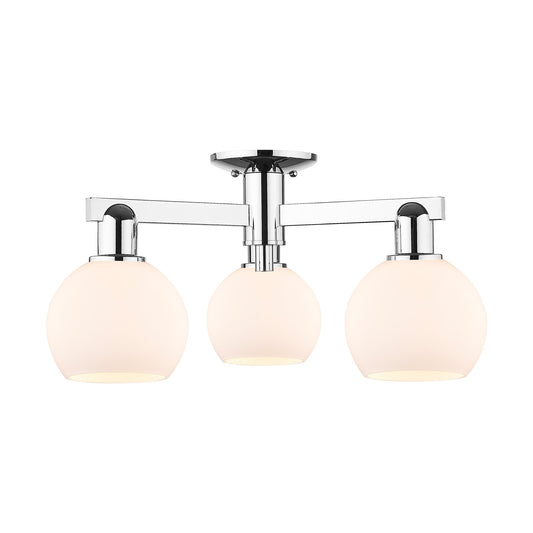 Innovations Athens 23in 3-Light Semi-Flush Mount | Industrial Polished Chrome and Matte White Glass | Damp-Rated Entryway & | Model 716-3F-PC-G121-6