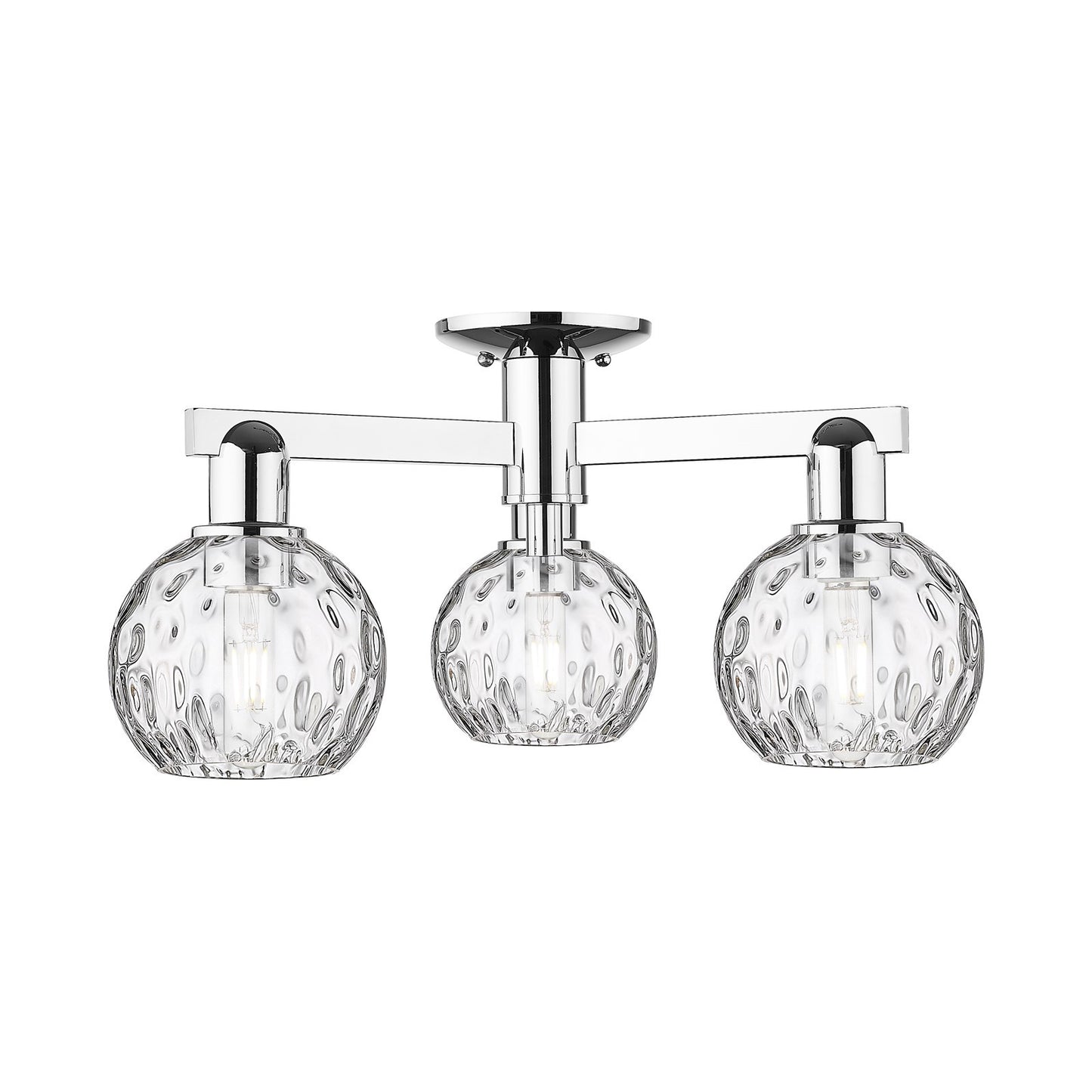 Innovations Athens Water Glass 24in 3-Light Semi-Flush Mount | Industrial Polished Chrome Steel and Clear Water Glass | Entryway | Model 716-3F-PC-G1215-6