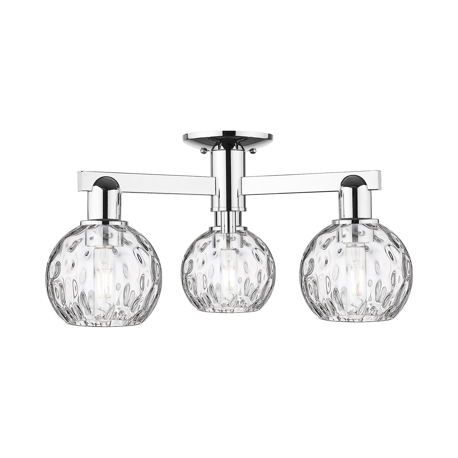 Innovations Athens Water Glass 24in 3-Light Semi-Flush Mount | Industrial Polished Chrome Steel and Clear Water Glass | Entryway | Model 716-3F-PC-G1215-6