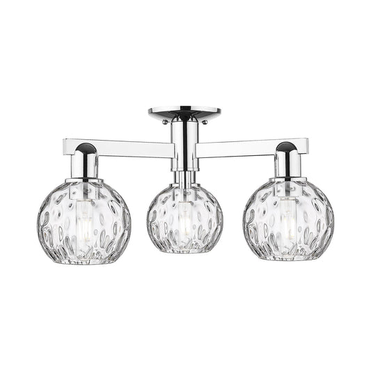 Innovations Athens Water Glass 24in 3-Light Semi-Flush Mount | Industrial Polished Chrome Steel and Clear Water Glass | Entryway | Model 716-3F-PC-G1215-6