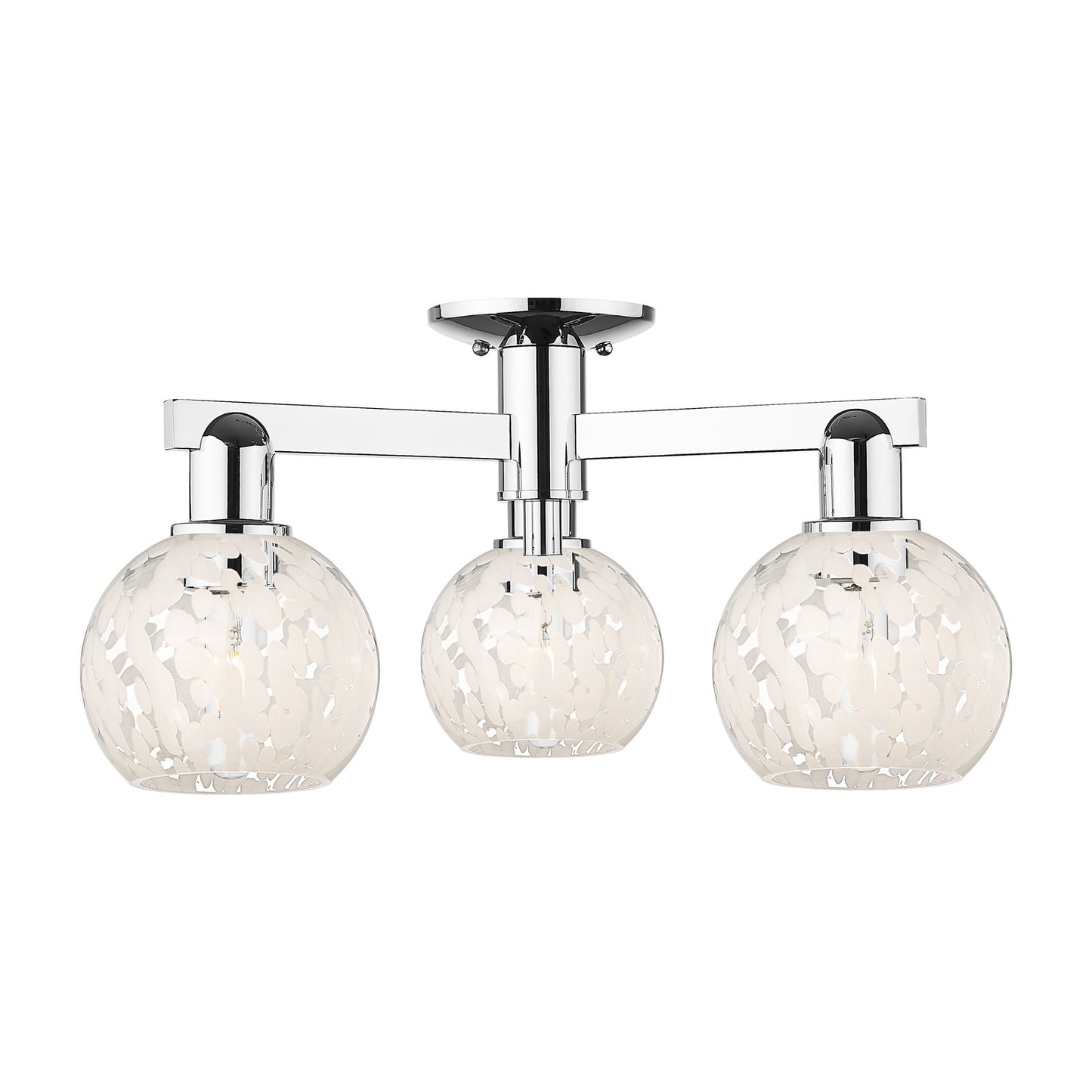 Innovations Lighting White Mouchette 24in 3-Light Semi-Flush Mount | Industrial Polished Chrome and White Glass | Kitchen & | Model 716-3F-PC-G1216-6WM