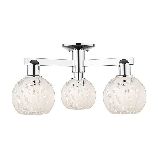 Innovations Lighting White Mouchette 24in 3-Light Semi-Flush Mount | Industrial Polished Chrome and White Glass | Kitchen & | Model 716-3F-PC-G1216-6WM