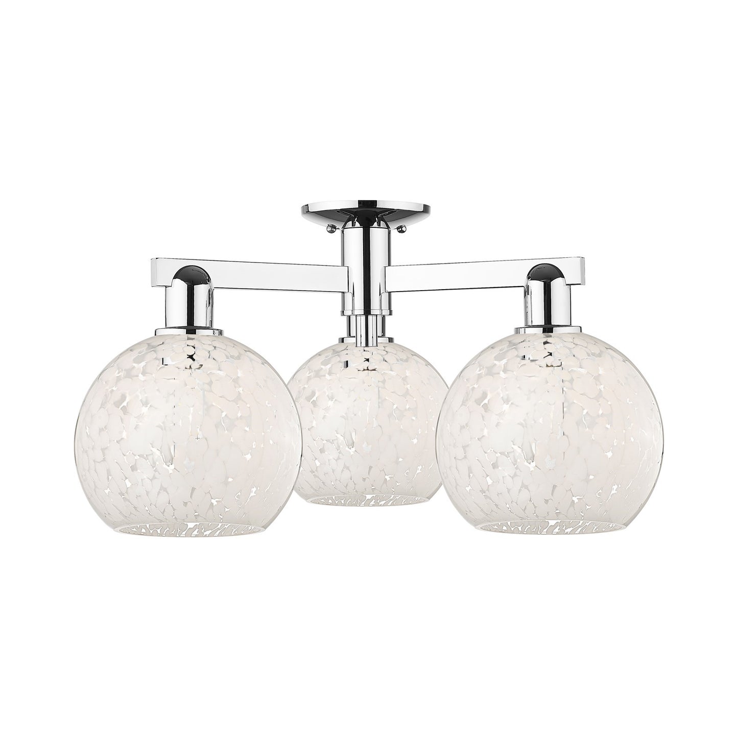 Innovations Lighting Arcadia 25.5in 3-Light Semi-Flush Mount | Industrial Polished Chrome Steel and White Mouchette Glass | Model 716-3F-PC-G1216-8WM