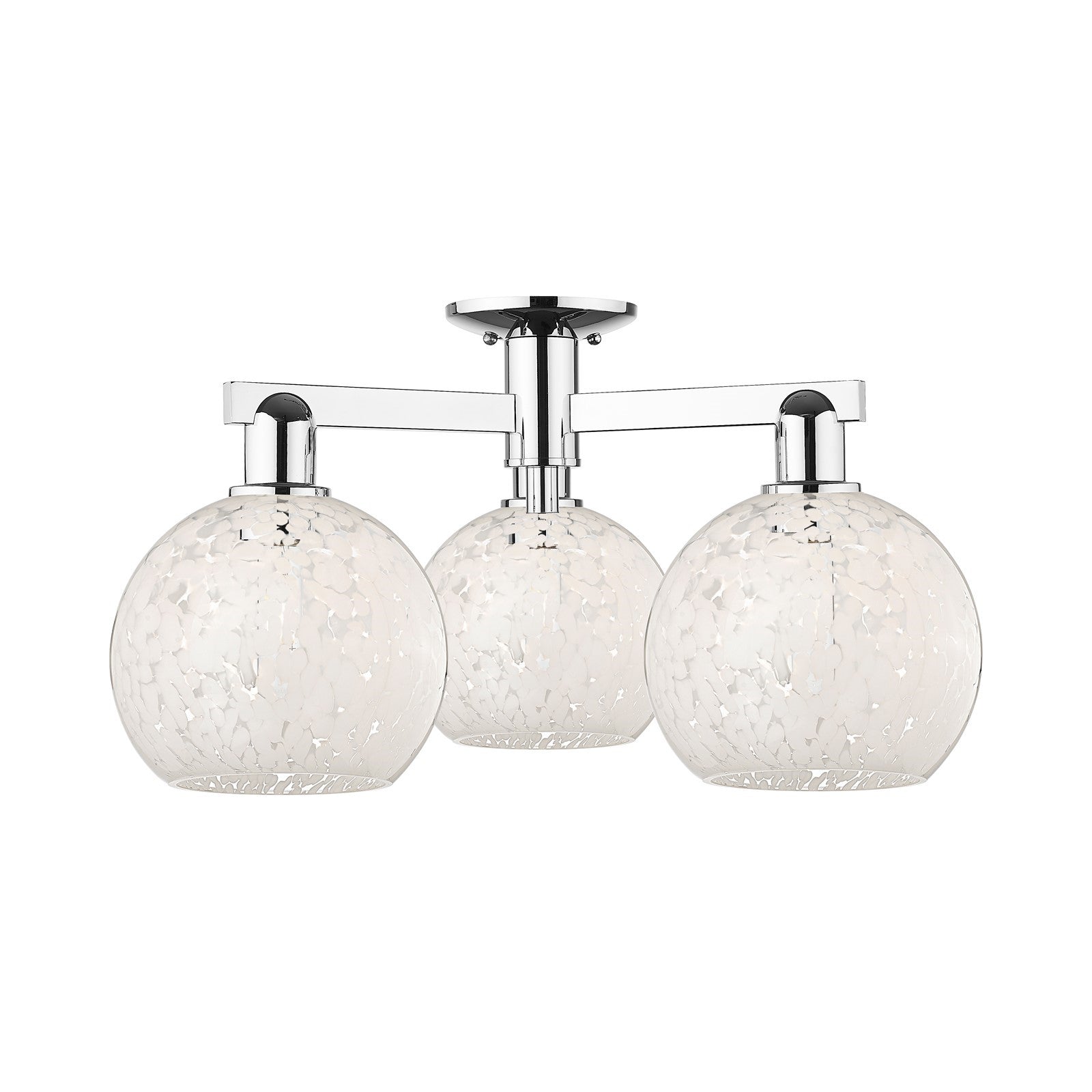 Innovations Lighting Arcadia 25.5in 3-Light Semi-Flush Mount | Industrial Polished Chrome Steel and White Mouchette Glass | Model 716-3F-PC-G1216-8WM