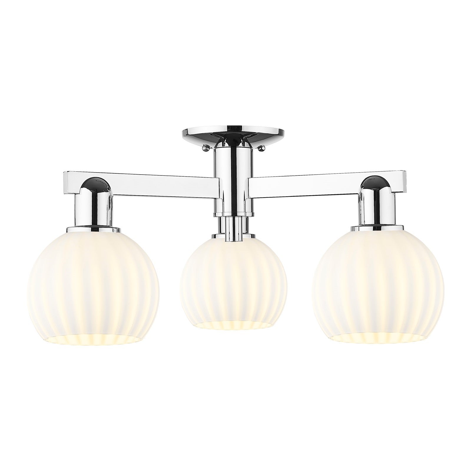 Innovations Lighting Arcadia 24in 3-Light Semi-Flush Mount | Industrial Modern Polished Chrome and White Venetian Glass | Model 716-3F-PC-G1217-6WV