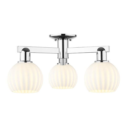 Innovations Lighting Arcadia 24in 3-Light Semi-Flush Mount | Industrial Modern Polished Chrome and White Venetian Glass | Model 716-3F-PC-G1217-6WV