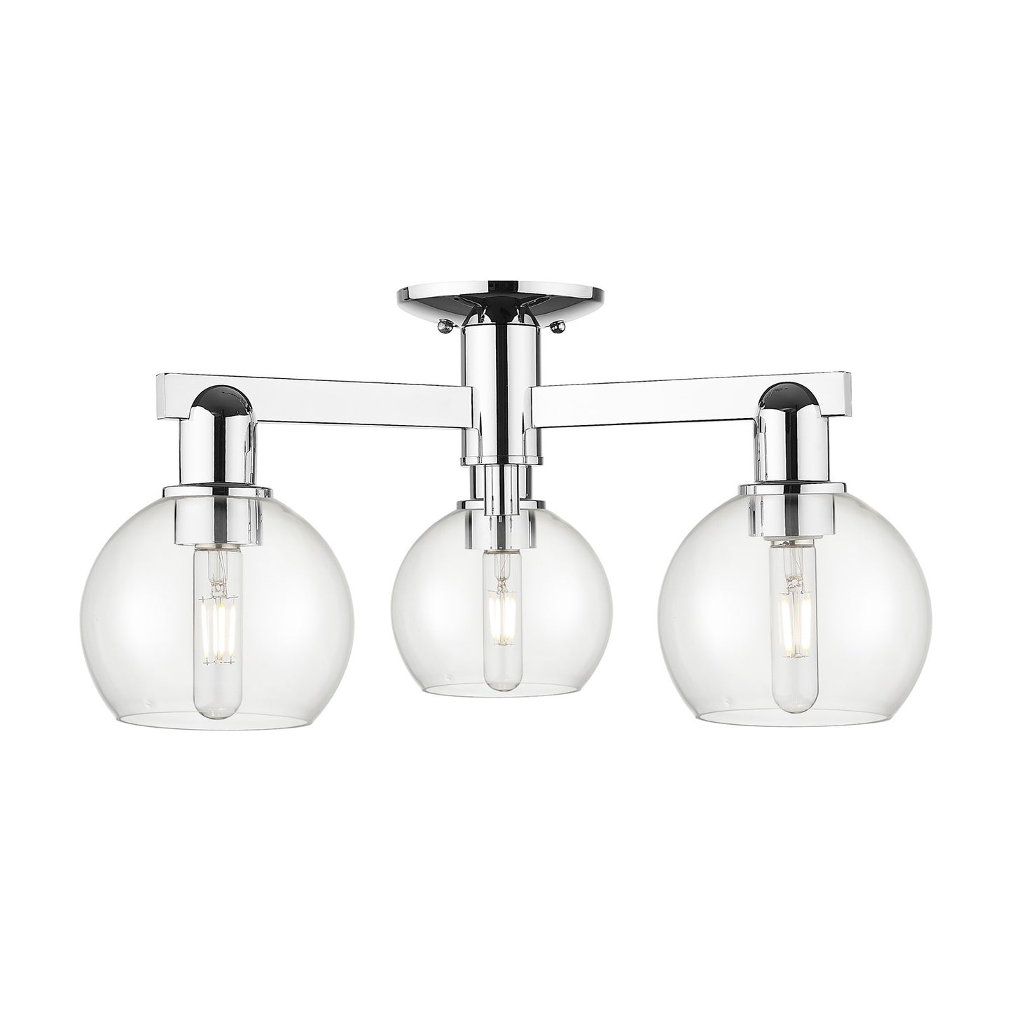 Innovations Athens 23in 3-Light Semi-Flush | Industrial Modern Polished Chrome and Clear Glass | Entryway & Hallway | 23.38 x | Model 716-3F-PC-G122-6