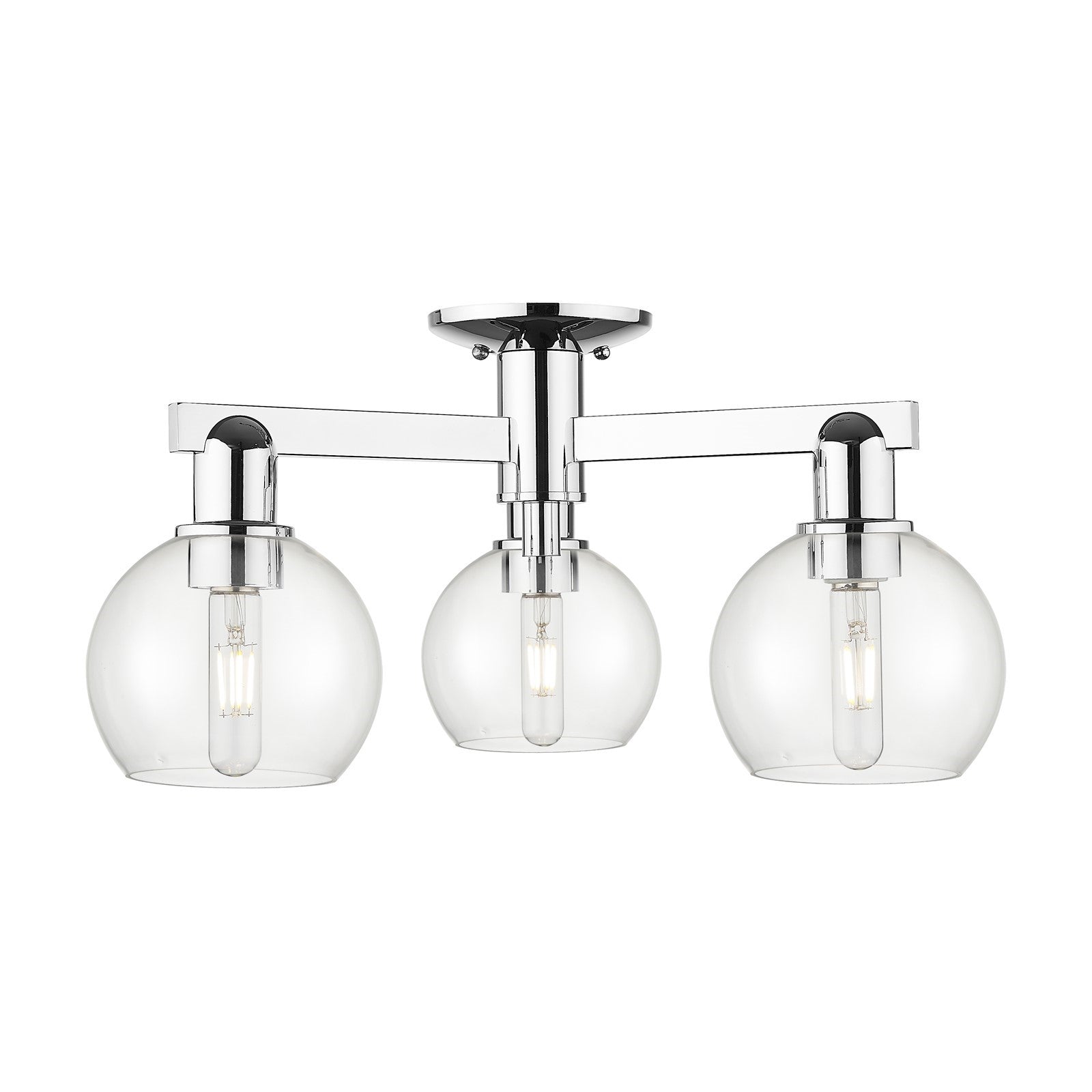 Innovations Athens 23in 3-Light Semi-Flush | Industrial Modern Polished Chrome and Clear Glass | Entryway & Hallway | 23.38 x | Model 716-3F-PC-G122-6