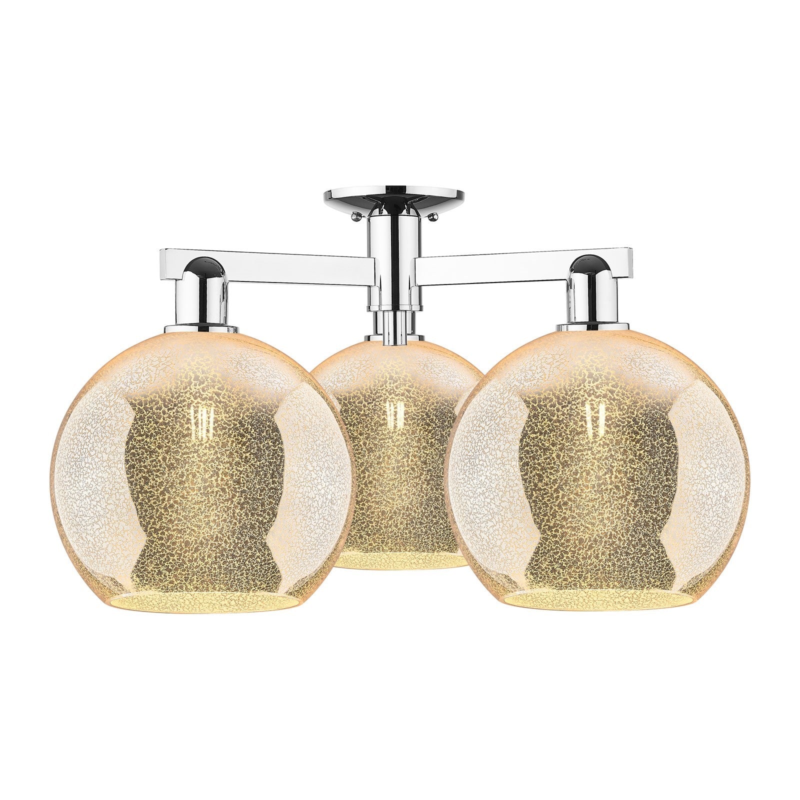 Innovations Athens 28in 3-Light Semi-Flush Mount | Industrial Polished Chrome and Mercury Glass | Living Room & Dining Room | Model 716-3F-PC-G128-10