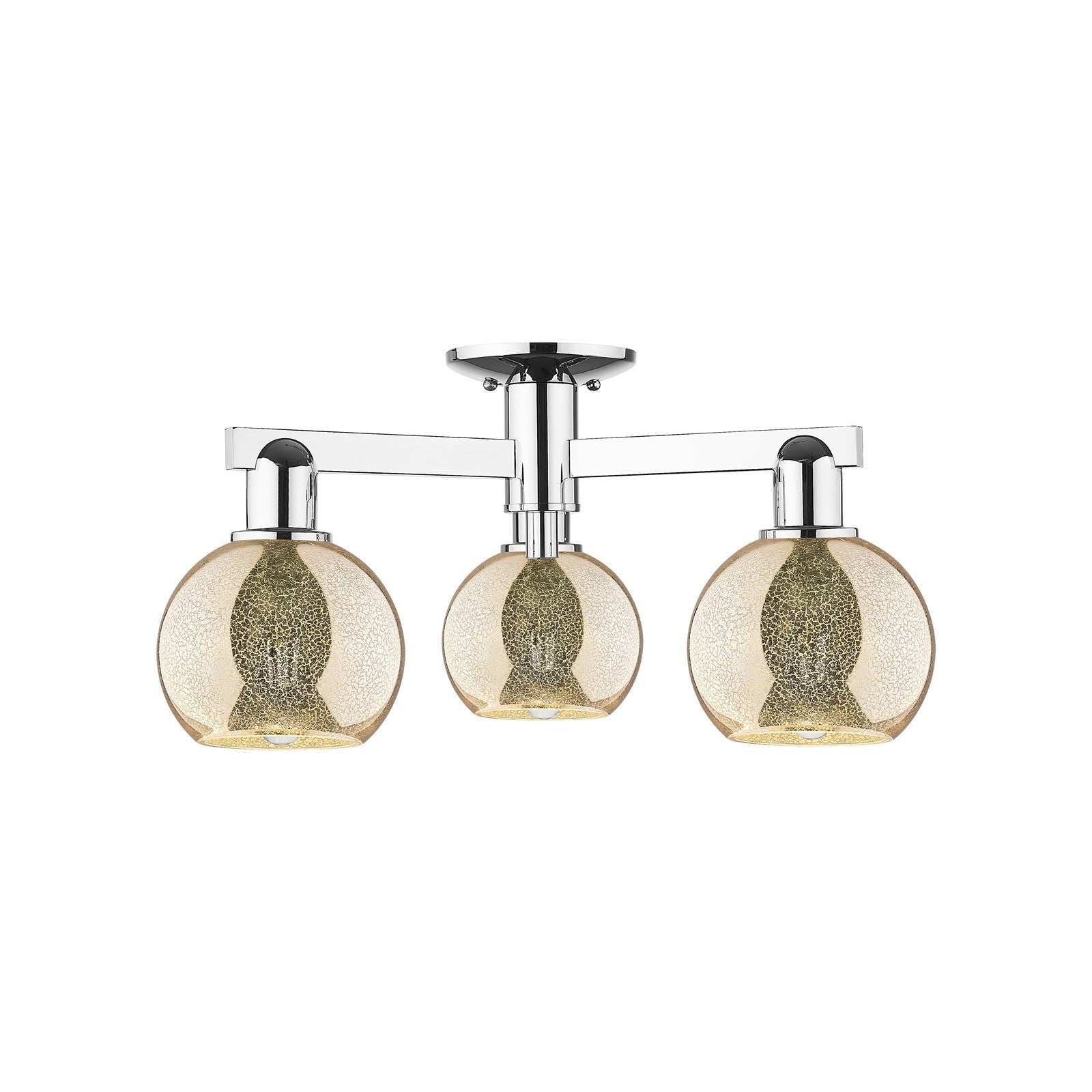 Innovations Athens 23in 3-Light Semi-Flush Mount | Industrial Modern Polished Chrome and Mercury Glass | Entryway & Hallway | Model 716-3F-PC-G128-6