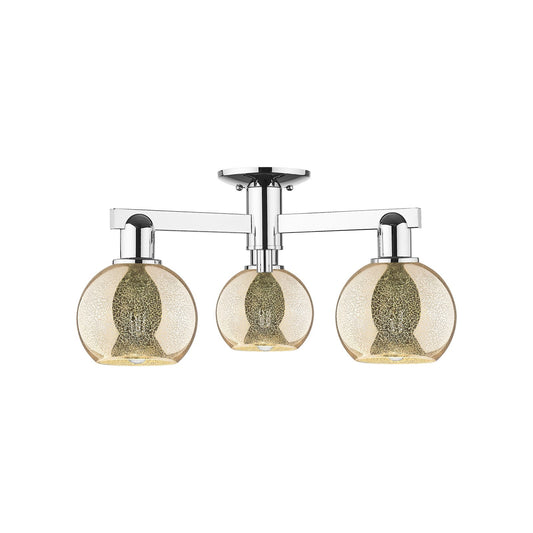 Innovations Athens 23in 3-Light Semi-Flush Mount | Industrial Modern Polished Chrome and Mercury Glass | Entryway & Hallway | Model 716-3F-PC-G128-6
