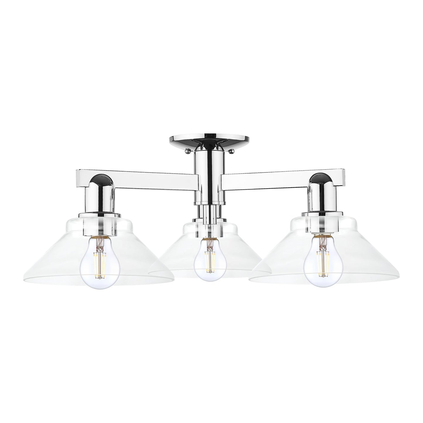 Innovations Orwell 26in 3-Light Semi-Flush Mount | Industrial Polished Chrome Steel and Clear Glass | Entryway & Hallway | 25.88 x | Model 716-3F-PC-G132