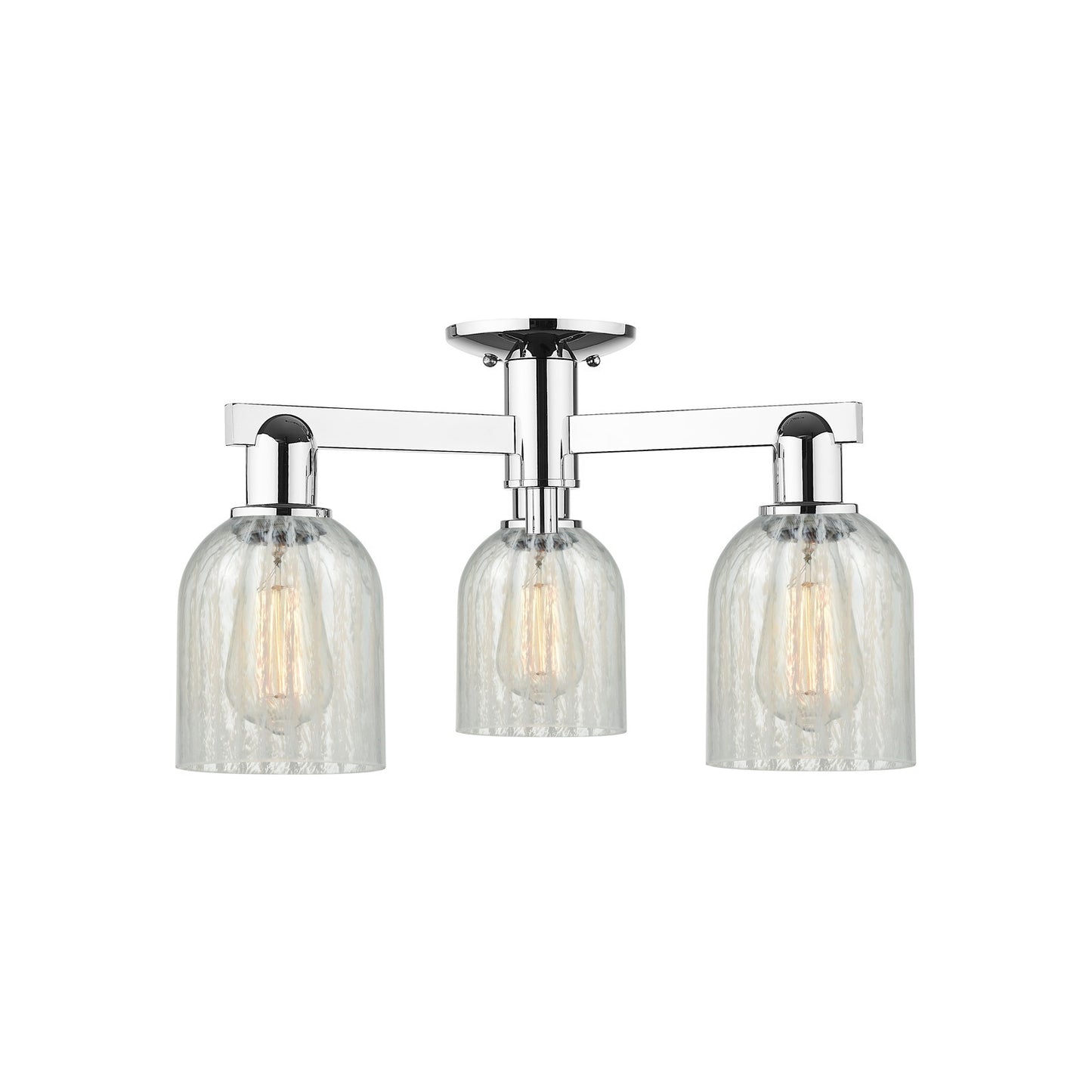 Innovations Caledonia 23in 3-Light Semi-Flush Mount | Industrial Polished Chrome and Mouchette Glass | Entryway & Hallway | 22.5 x | Model 716-3F-PC-G2511